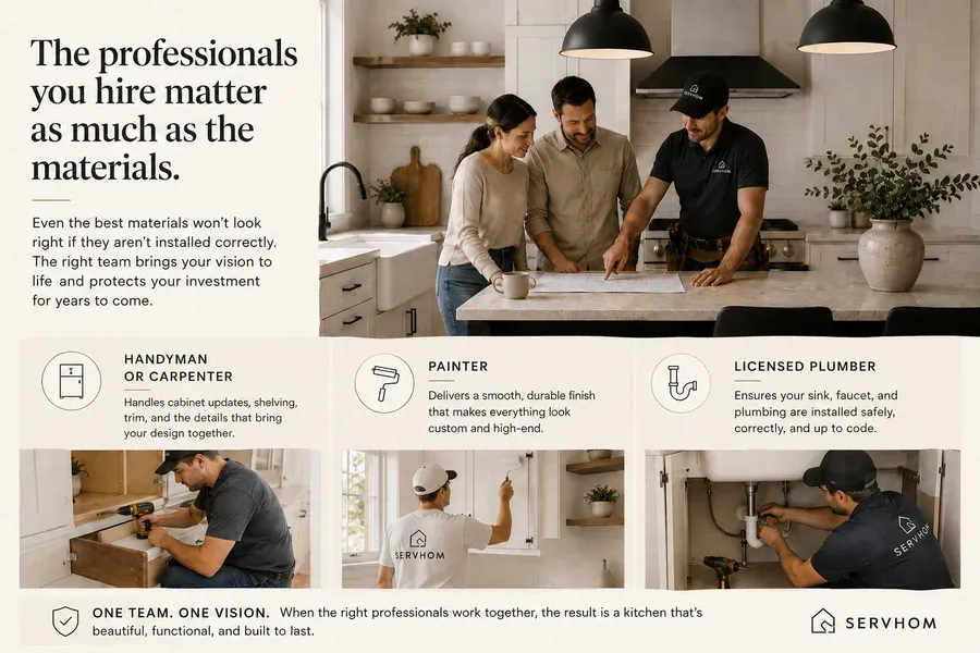 Handyman, painter, and licensed plumber, the three trades for a modern farmhouse kitchen renovation